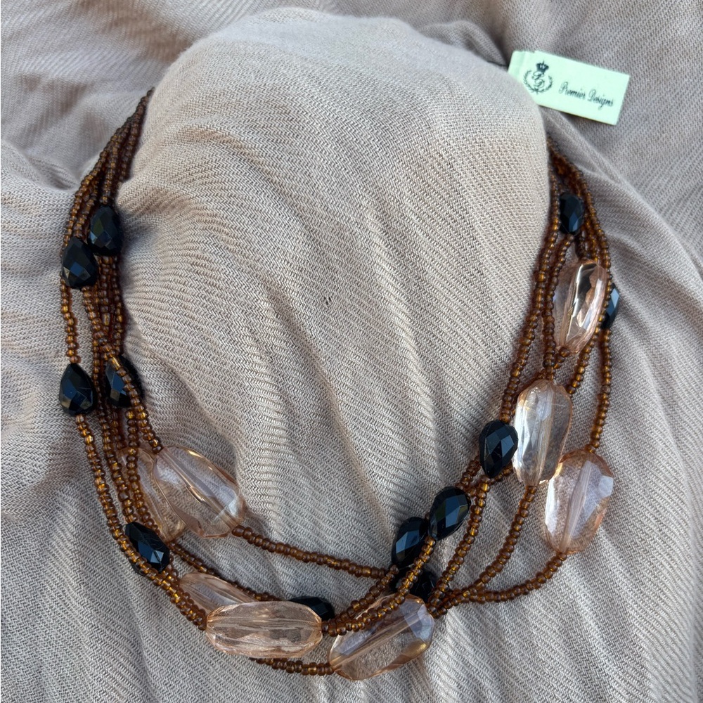 Elegant Brown and Black Beaded Necklace